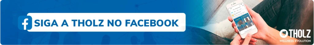 Banner informando para seguir a Tholz no Facebook.