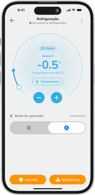 Interface do aplicativo Tholz para controle de refrigeração no smartphone.