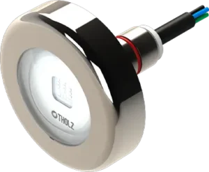 Refletor RGB para piscina Tholz com acabamento em aço inox e alta eficiência luminosa.