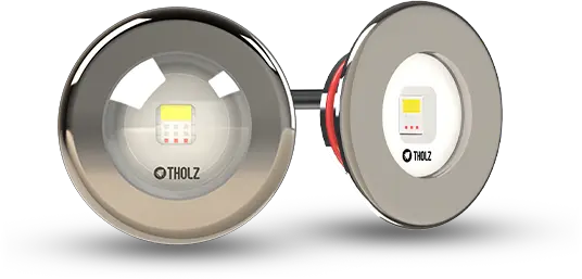 Refletor RGBW Tholz para piscina, oferecendo iluminação subaquática com cores vibrantes e branco verdadeiro.