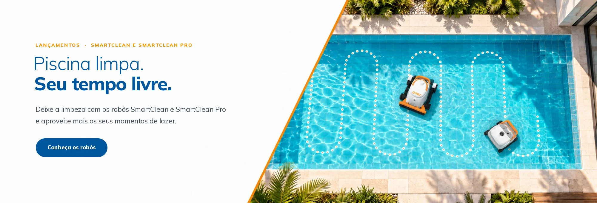 Robôs SmartClean e SmartClean Pro limpando piscina vista de cima