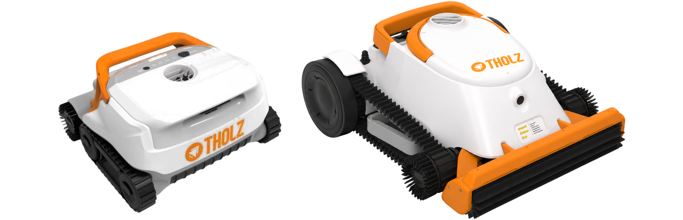 Robôs limpadores de piscina SmartClean e SmartClean Pro da Tholz, lado a lado.